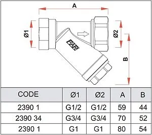 Фильтр угловой сетчатый 1¼"в x 1¼"в Far FA 2390 114300C Фильтр угловой сетчатый 1¼"в x 1¼"в Far FA 2390 114300C, 2