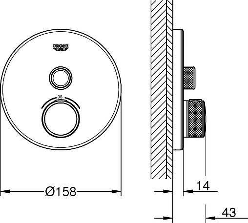 Термостат для 1 потребителя Grohe Grohtherm SmartControl белый/хром 29150LS0 Термостат для 1 потребителя Grohe Grohtherm SmartControl белый/хром 29150LS0