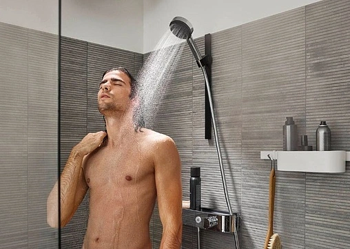 Душевая штанга Hansgrohe WallStoris 70 чёрный матовый 27904670+27917670