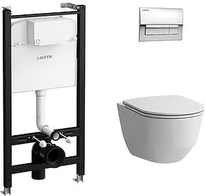 Комплект 5 в 1 Laufen Pro Rimless Z.RU93.0.761.5 с кнопкой 9.0040.1.004.000.1 хром глянцевый Комплект 5 в 1 Laufen Pro Rimless Z.RU93.0.761.5 с кнопкой 9.0040.1.004.000.1 хром глянцевый, 1