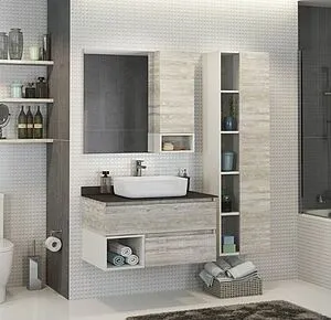 Шкаф-зеркало Comforty Прага 90 дуб белый 00004136263CF Шкаф-зеркало Comforty Прага 90 дуб белый 00004136263CF, 3