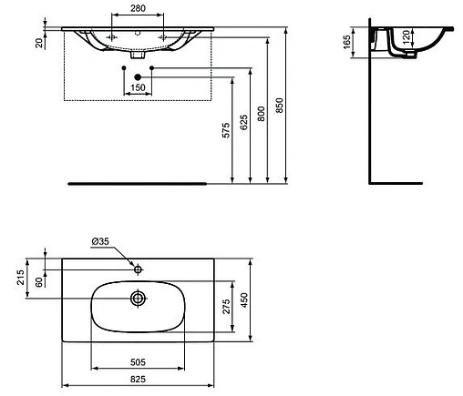 Раковина Ideal Standard Tesi 80 белый матовый T3509V1
