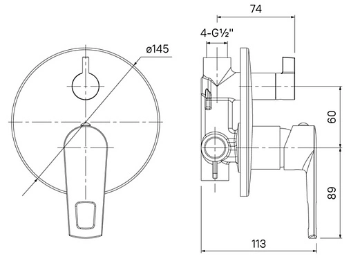 Смеситель для ванны скрытого монтажа IDDIS Runo хром RUNSB00i67
