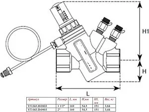 Балансировочный клапан 1½&quot;в х 1½&quot;в Kvs 51 Valtec VT.043.D.0803, 2