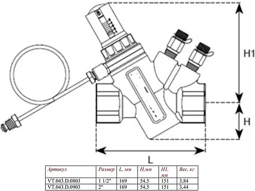 Балансировочный клапан 1½&quot;в х 1½&quot;в Kvs 51 Valtec VT.043.D.0803