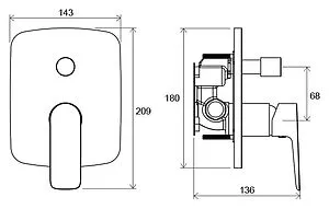 Смеситель для ванны скрытого монтажа Ravak Classic CL 065.00 хром X070088, 3