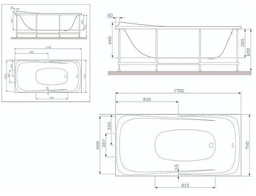 Каркас для ванны Am.Pm Sensation 170х75 W30A-170-075W-R