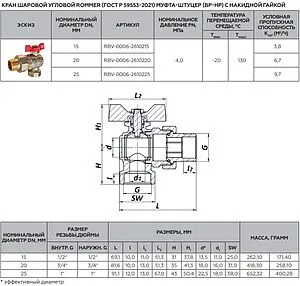 Кран шаровый с американкой угловой ½"в x ½"н Rommer ГОСТ Р 59553-2021 RBV-0006-2610215 Кран шаровый с американкой угловой ½"в x ½"н Rommer ГОСТ Р 59553-2021 RBV-0006-2610215, 2