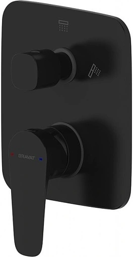 Смеситель для ванны скрытого монтажа Bravat Source чёрный матовый PB8173218BW-2-ENG