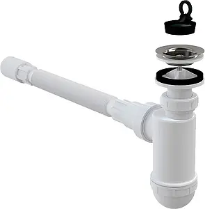 Сифон бутылочный для раковины AlcaPlast Flexi белый A41+A710 Сифон бутылочный для раковины AlcaPlast Flexi белый A41+A710, 1