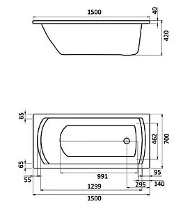 Ванна акриловая Santek Монако 150x70 1WH111976 Ванна акриловая Santek Монако 150x70 1WH111976, 2