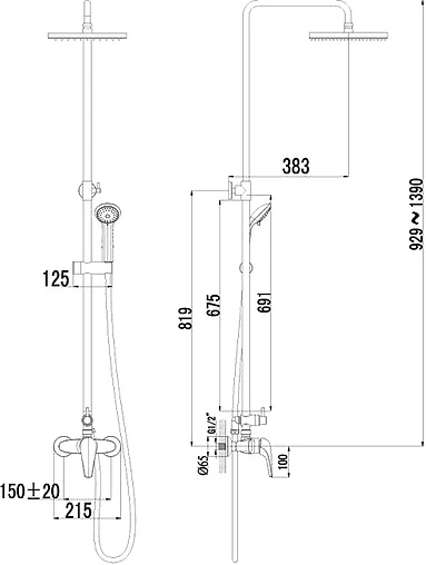Душевая система со смесителем для душа Lemark Poseidon хром LM4260C