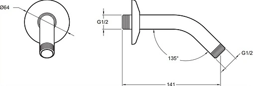 Держатель верхнего душа на стену Jacob Delafon Moxie хром E11626-CP