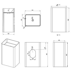 Раковина Aquanet Cube V27 55 белый матовый 00198947, 2
