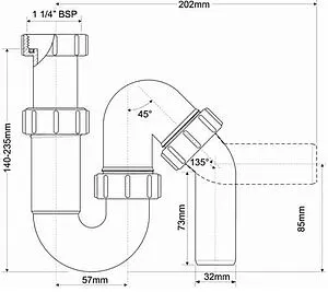 Сифон трубный для раковины Mc Alpine белый MRW5, 2