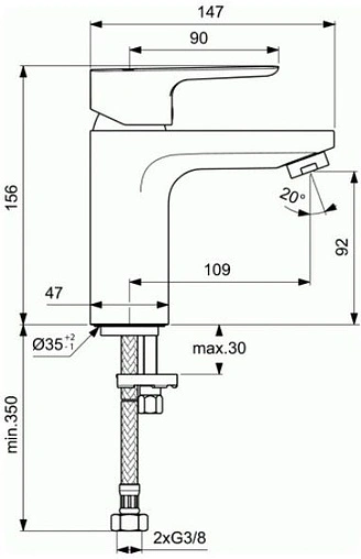 Смеситель для раковины Ideal Standard Ceraplan III Slim хром BC567AA Смеситель для раковины Ideal Standard Ceraplan III Slim хром BC567AA