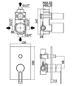 Смеситель для ванны скрытого монтажа Paffoni Ringo чёрный матовый RIN015NO/M Смеситель для ванны скрытого монтажа Paffoni Ringo чёрный матовый RIN015NO/M, 2