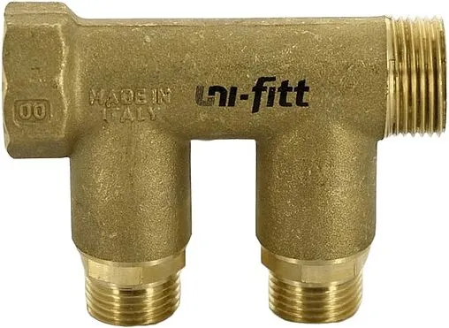 Коллектор запорный проходной 2 отвода ¾&quot;в/н x ½&quot;н Uni-fitt 420G3220