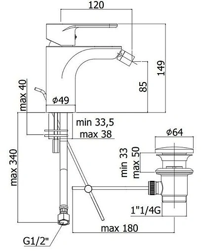 Смеситель для биде Paffoni Green хром GR135CR Смеситель для биде Paffoni Green хром GR135CR