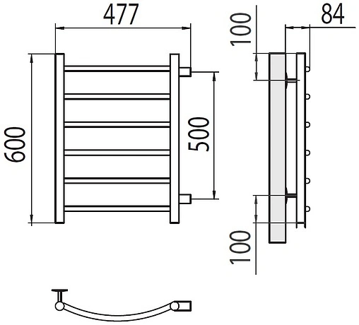 Полотенцесушитель водяной лесенка Terminus Классик П6 400х600 бп500 полированная сталь 4670078530196