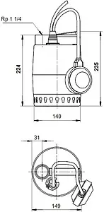 Насос дренажный Q=14м³/ч H=9м Grundfos UNILIFT KP 350-A1 013N1800 Насос дренажный Q=14м³/ч H=9м Grundfos UNILIFT KP 350-A1 013N1800, 2