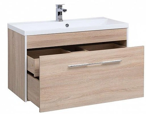 Тумба-умывальник подвесная Aquanet Августа 100 дуб сонома 00210021+00204096