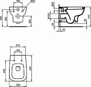 Унитаз подвесной Ideal Standard Esedra белый T281401 Унитаз подвесной Ideal Standard Esedra белый T281401, 2