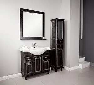 Шкаф-пенал напольный Aquaton Жерона 35 R черное серебро 1A158903GEM5R, 5