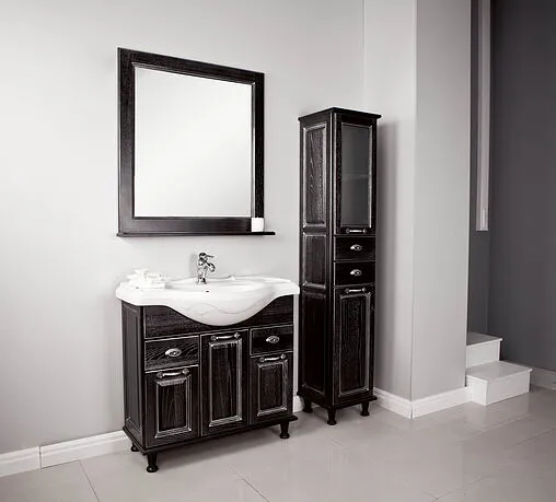 Шкаф-пенал напольный Aquaton Жерона 35 R черное серебро 1A158903GEM5R