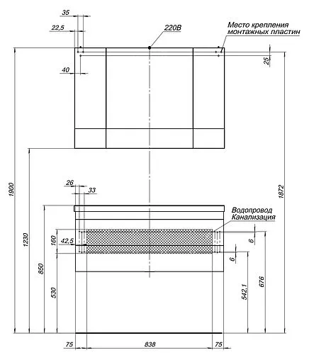 Шкаф-зеркало Aquanet Нота 100 белый 00165372