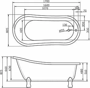 Ванна акриловая отдельностоящая BelBagno 170x80 белый BB04 Ванна акриловая отдельностоящая BelBagno 170x80 белый BB04, 2