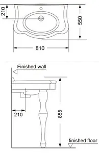 Раковина на ножках Creo Ceramique Orleans 81 белый OR3300+OR3310 Раковина на ножках Creo Ceramique Orleans 81 белый OR3300+OR3310, 2