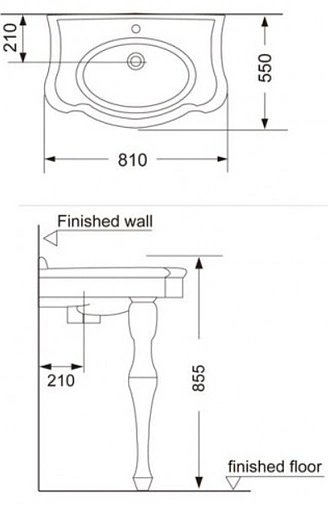 Раковина на ножках Creo Ceramique Orleans 81 белый OR3300+OR3310 Раковина на ножках Creo Ceramique Orleans 81 белый OR3300+OR3310
