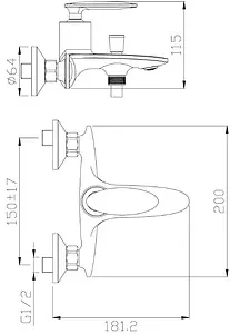 Смеситель для ванны Rossinka хром RS30-31, 2
