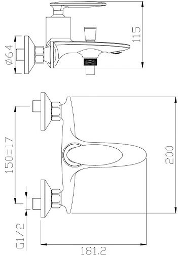 Смеситель для ванны Rossinka хром RS30-31