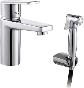 Смеситель для раковины с гигиеническим душем D&K Rhein Lessing хром DA1322601 Смеситель для раковины с гигиеническим душем D&K Rhein Lessing хром DA1322601, 1