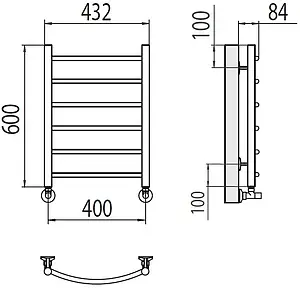 Полотенцесушитель водяной лесенка Terminus Классик П6 400х600 полированная сталь 4670078530202, 2