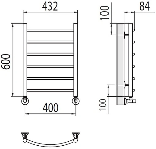 Полотенцесушитель водяной лесенка Terminus Классик П6 400х600 полированная сталь 4670078530202