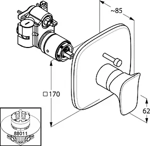 Смеситель для ванны скрытого монтажа Kludi Ambienta хром 536570575 Смеситель для ванны скрытого монтажа Kludi Ambienta хром 536570575, 2