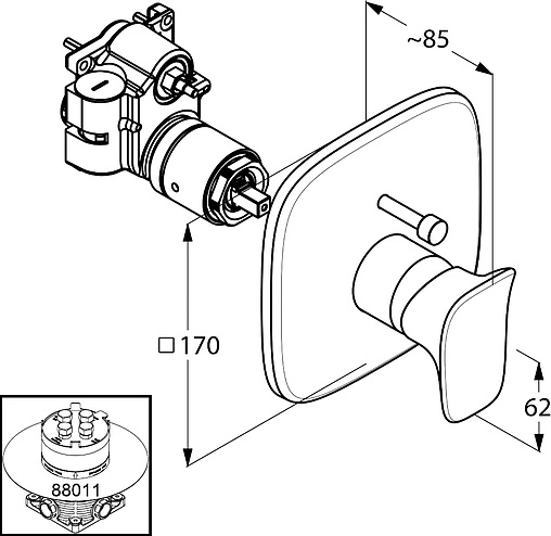 Смеситель для ванны скрытого монтажа Kludi Ambienta хром 536570575