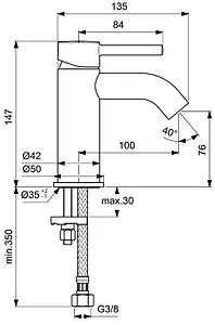 Смеситель для раковины Ideal Standard Ceraline хром BC268AA Смеситель для раковины Ideal Standard Ceraline хром BC268AA, 2