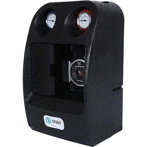 Насосный модуль с теплообменником 34 пластины 1"н х 1"в Stout SDG-0038-342502 с насосом Grundfos UPSO 25-65 180