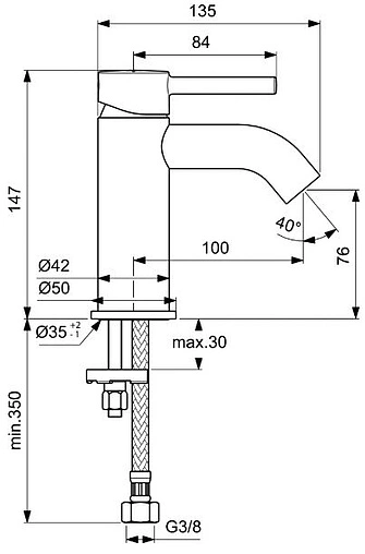 Смеситель для раковины Ideal Standard Ceraline хром BC268AA Смеситель для раковины Ideal Standard Ceraline хром BC268AA
