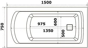 Ванна акриловая Bas Аякс стандарт 150х75 Вб00128 Ванна акриловая Bas Аякс стандарт 150х75 Вб00128, 2