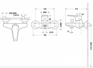 Смеситель для ванны Bravat Line хром F65299C-B-RUS, 2