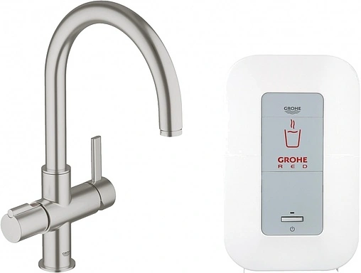 Смеситель для кухни со встроенным нагревом воды Grohe Red Duo хром матовый 30083DC0
