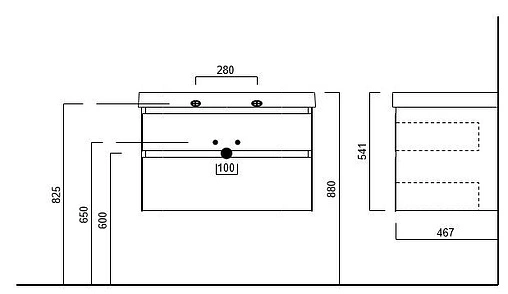 Тумба под умывальник подвесная Kerama Marazzi Cubo 80 мальва CUB.80.2\MAL