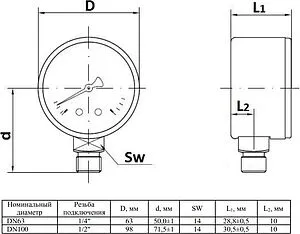 Манометр радиальный Watts MRP 100мм 10 бар ½&quot; 10008078, 2