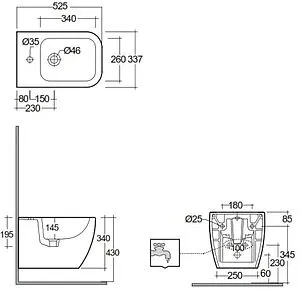 Биде подвесное Kludi Resa C белый 28BIW0143, 2