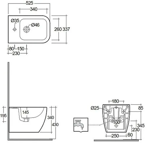 Биде подвесное Kludi Resa C белый 28BIW0143
